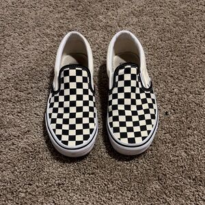 Women’s Checkered Slip-On Shoes - Black and White